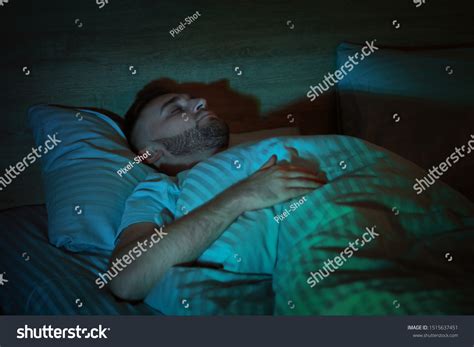 Young Man Sleeping Bed Night Stock Photo Edit Now 1515637451