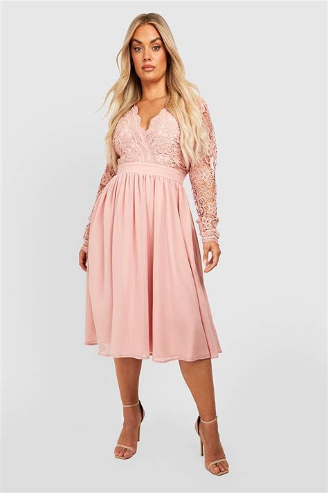 Plus Lace Midi Skater Dress Boohoo