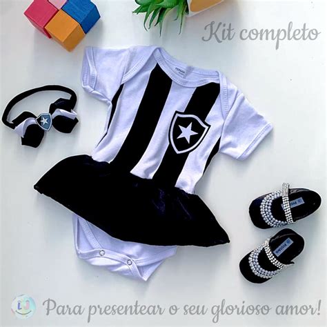 Kit Pe As Body Beb Botafogo Menina Sapatilha Faixinha