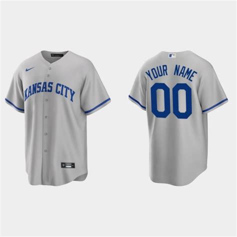 Custom Kansas City Royals Cool Base Road Jersey Gray Heretro