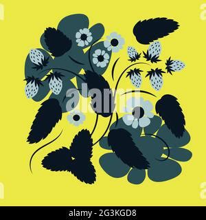 Imprimé floral folklorique affiche bouquet floral de fantaisie fleurs