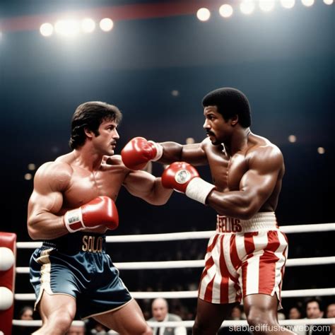 sylvester stallone as rocky balboa versus carl weathers as apollo creed ...