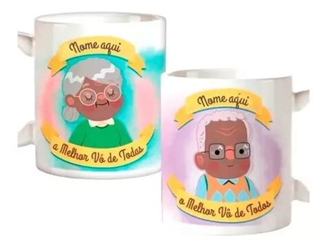 Kit 2 Canecas Personalizadas Nome Vovó E Vovô Presente N