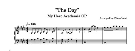 Boku No Hero Academia OP The Day Piano Sheet Music