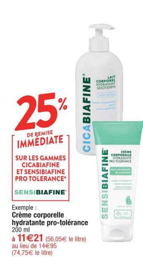 Promo Crème Corporelle Hydratante Pro tolérance Sensibiafine chez Cora