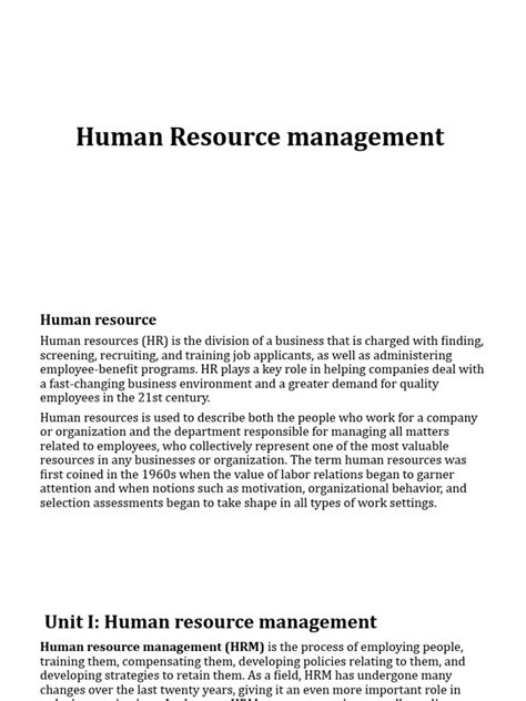 Human Resource Management Bba 1st Year Pdf Human Resource Management Human Resources