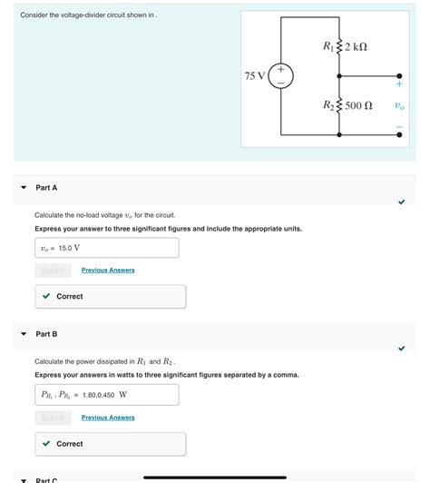 Solved Consider The Voltage Divider Circuit Shown In Part