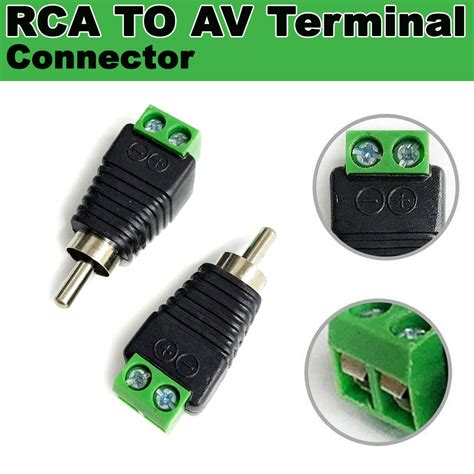 Cctv Phono Rca Male Plug To Av Terminal Connector Video Av Speaker Wire