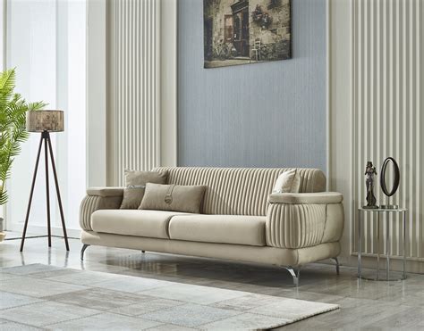 Resital 3 Seat Sofa In Cream By Furnia 1StopBedrooms