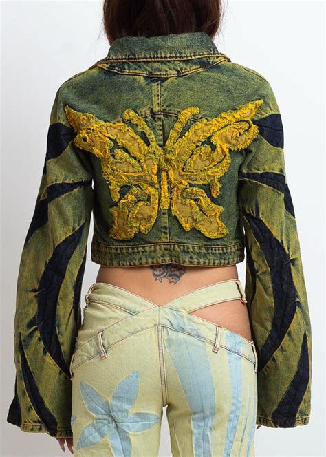 Butterfly Back Raglan Denim Jacket Masha Popova In Graphic