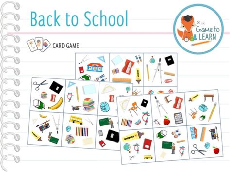 Back To School Card Game Ks123 Teaching Resources