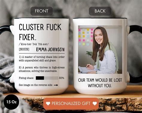 Personalize Cluster Fuck Fixer Photo Mug Custom Name Definition Coffee Cup For Boss Gift