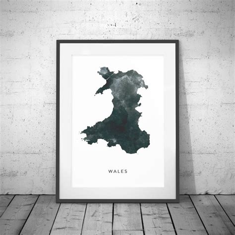 Wales Map Watercolour Print Watercolor Map Art Wales Map Etsy