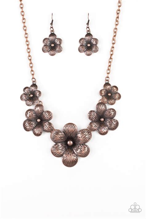 Paparazzi Vintage Vault Secret Garden Copper Necklace And Earring Set