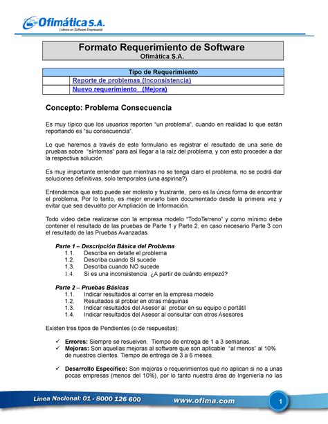 Formato Requerimiento Vacio Formato Requerimiento De Software