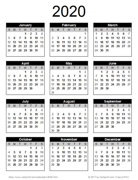 2020 Calendar Templates And Images