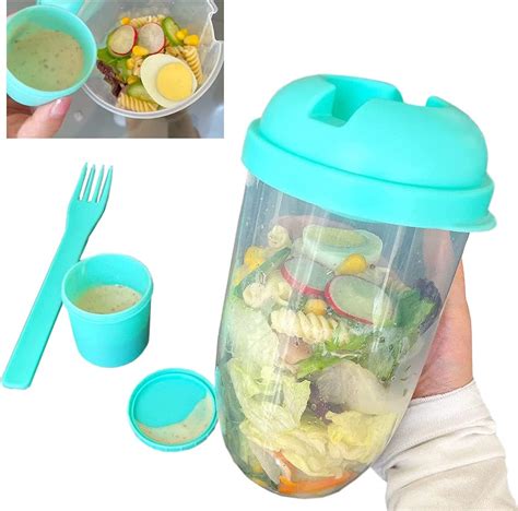 Salad Dressing Shakerkeep Fit Salad Meal Shaker Cup With Forkfresh Salad Cup With