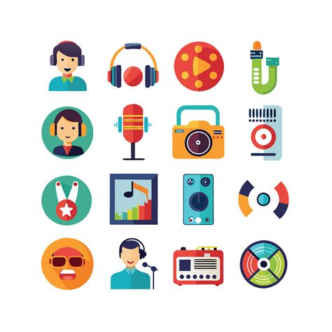 Music and Entertainment Icon Set Collection Illustration 47570114 ...