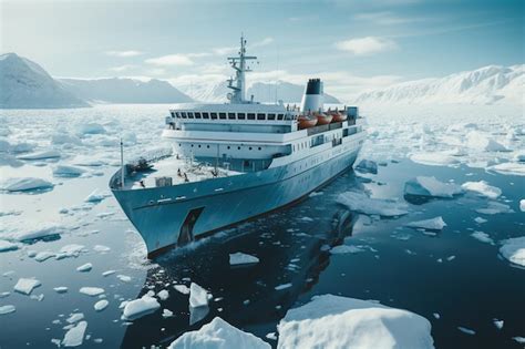 Premium AI Image | Expeditions in the Antarctic Big cruise ship in the ...