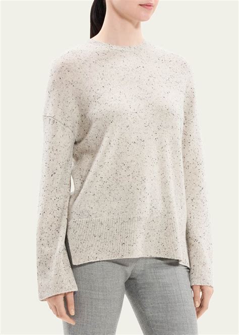 Theory Karenia Wool Cashmere Drop Shoulder Donegal Sweater Bergdorf