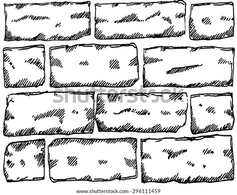 Brick Wall Sketch Vector Illustration 스톡 벡터로열티 프리 296111459