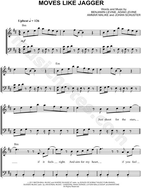 Maroon 5 Moves Like Jagger Sheet Music Easy Piano In B Minor