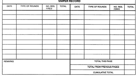 Printable Shooting Log Book Template
