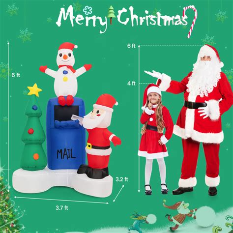 6 Feet Lighted Christmas Inflatable Mailbox Santa Claus Snowman