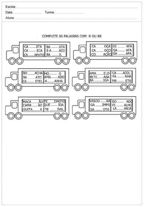 Complete As Palavras R Ou Rr Atividades De Portugu S Para