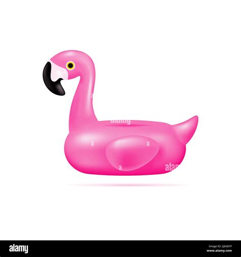 Inflatable Pink Flamingo For Swimming Vector Isolated Illustration In