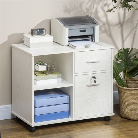 Homcom Drawer Printer Stand Mobile Lateral File Cabinet With Storage