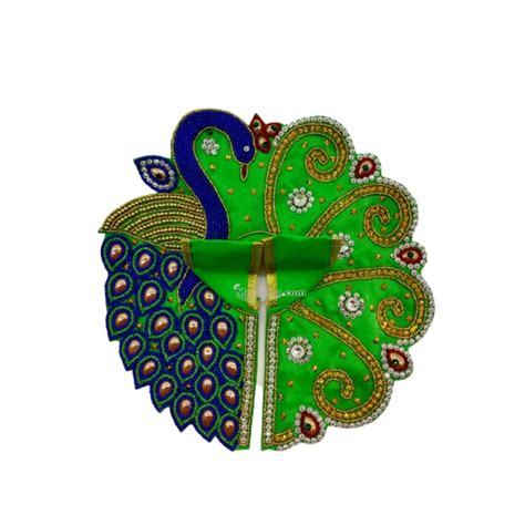 Buy Laddu Gopal Fancy Peacock Feather Design Green Dress For Laddu