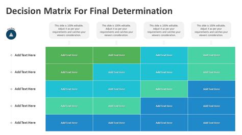 Decision Matrix For Final Determination Powerpoint Template