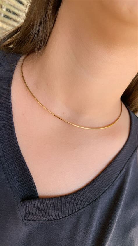 Gargantilha Choker R Gida Aro Liso Em Banho De Ouro Grasiely Joias E