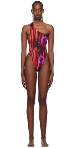 Louisa Ballou Red Plunge One Piece Swimsuit