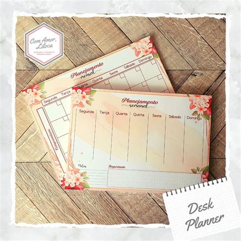 Desk Planner Blocos Semanal E Mensal Elo7 Produtos Especiais