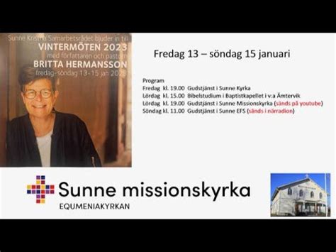 Gudstj Nst Jan Kl I Sunne Missionskyrka Youtube