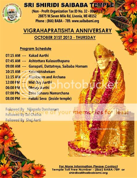 Vigraha Prathishta Anniversary Sri Shirdi Sai Temple