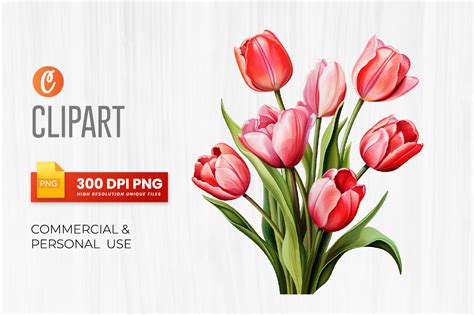 Watercolor Tulips Flowers Clipart Bundle Graphic By Graftify Creative