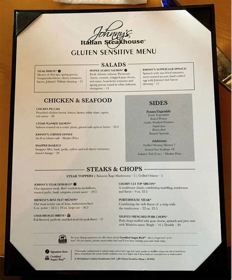 Menu At Johnnys Italian Steakhouse Moline