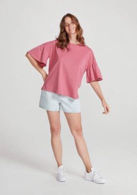 Blusa B Sica Feminina Ampla Em Algod O Supima E Manga Flare Rosa Antigo