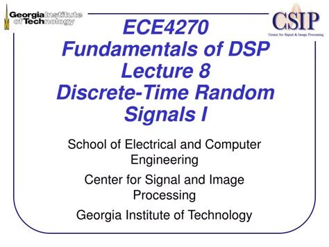 Ppt Ece Fundamentals Of Dsp Lecture Discrete Time Random