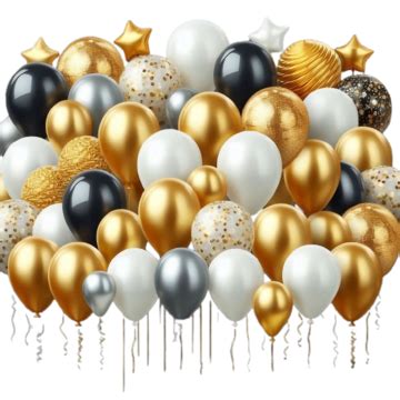 Black Gold And White Balloons PNG Transparent Images Free Download ...