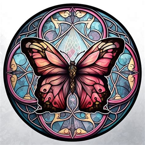 Premium Ai Image A Close Up Of A Butterfly On A Stained Glass Window Generative Ai