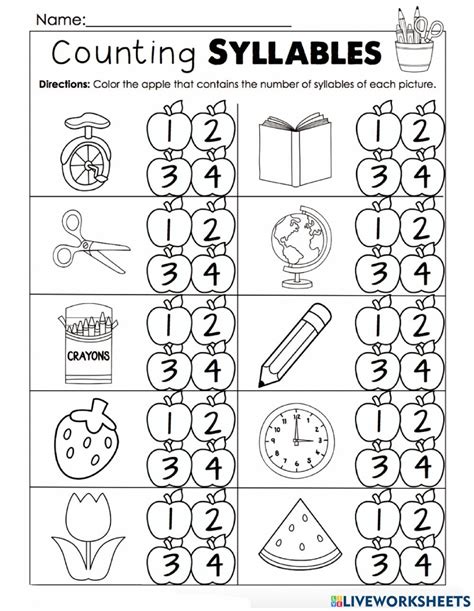 Syllables Worksheets For First Grade