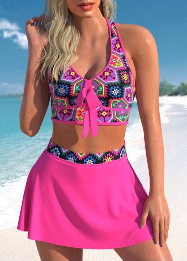 Bowknot High Waisted Tribal Print Bikini Set Modlily Usd