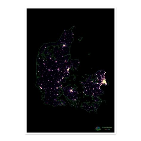 Denmark - Population density heatmap - Fine Art Print – Grasshopper ...