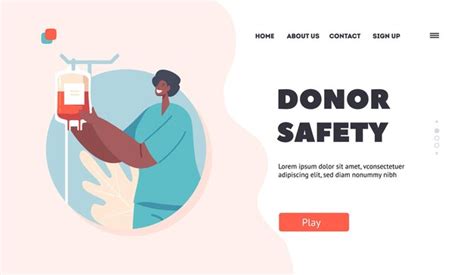 Premium Vector Donor Safety Landing Page Template Blood Bank Donation