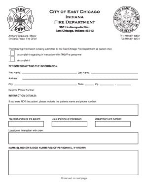 Basic Fire Incident Report Form