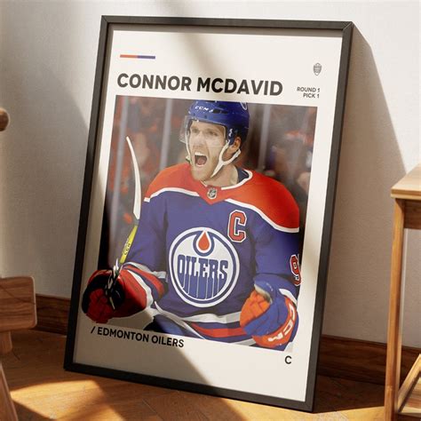 Connor Mcdavid Poster Edmonton Oilers Poster NHL Art Minimalist